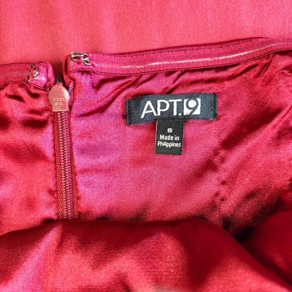 Apt 9 Strapless Sateen Cocktail Dress Red Burgundy Pleated Size 8 - Picture 10 of 10